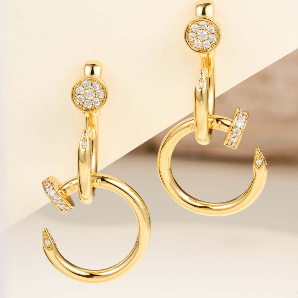 [Blue Tears Jewelry]JUSTE HALF DIAMOND DOUBLE EARRINGS