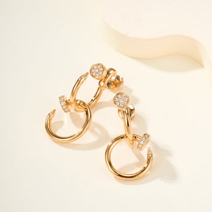 [Blue Tears Jewelry]JUSTE HALF DIAMOND DOUBLE EARRINGS