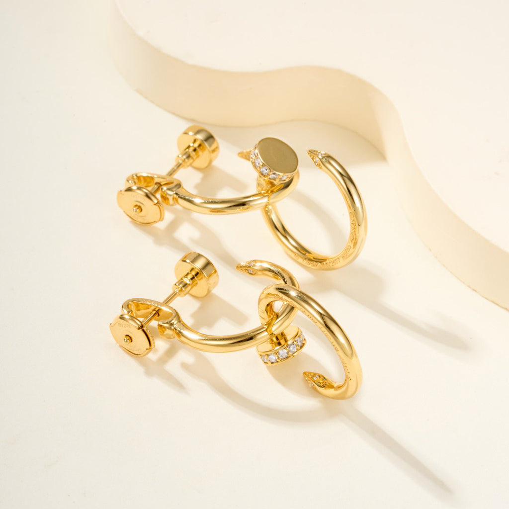 [Blue Tears Jewelry]JUSTE HALF DIAMOND DOUBLE EARRINGS