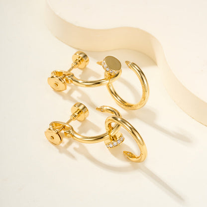 [Blue Tears Jewelry]JUSTE HALF DIAMOND DOUBLE EARRINGS