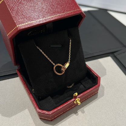 [Blue Tears Jewelry]LOVE DOUBLE RING HALF DIAMOND NECKLACE