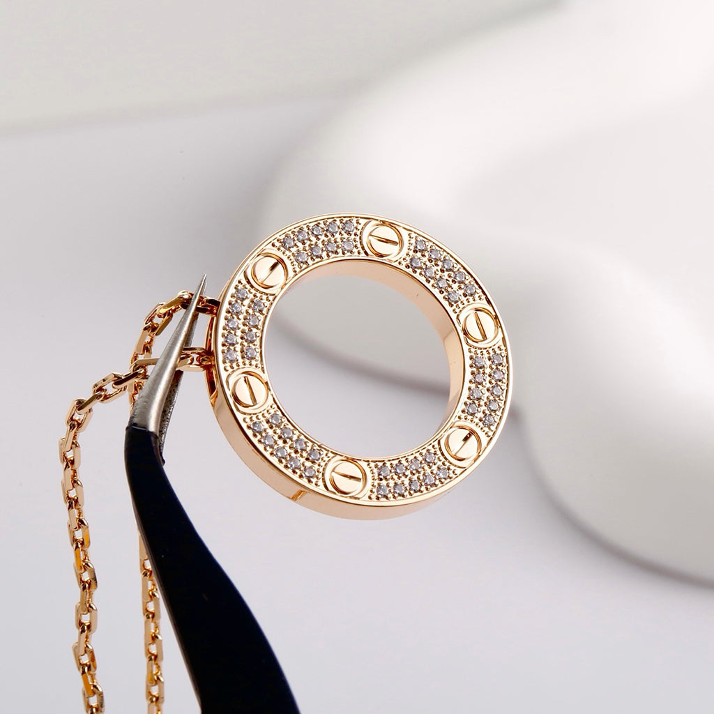[Blue Tears Jewelry]LOVE NECKLACE 16MM  FULL DIAMOND