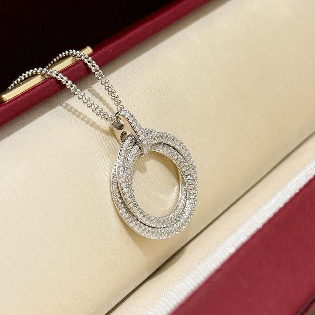 [Blue Tears Jewelry]TRINITY LARGE FULL DIAMOND  NECKLACE