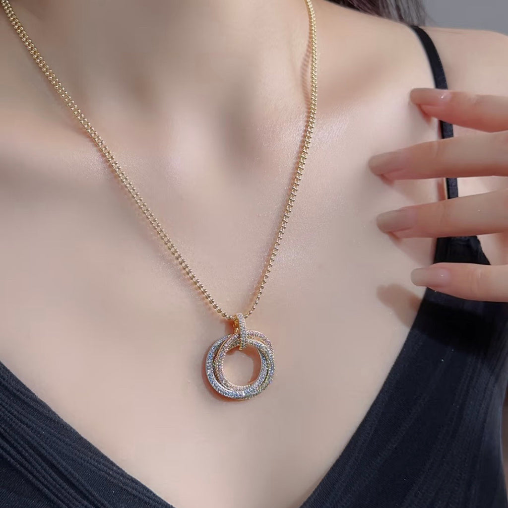 [Blue Tears Jewelry]TRINITY LARGE FULL DIAMOND  NECKLACE