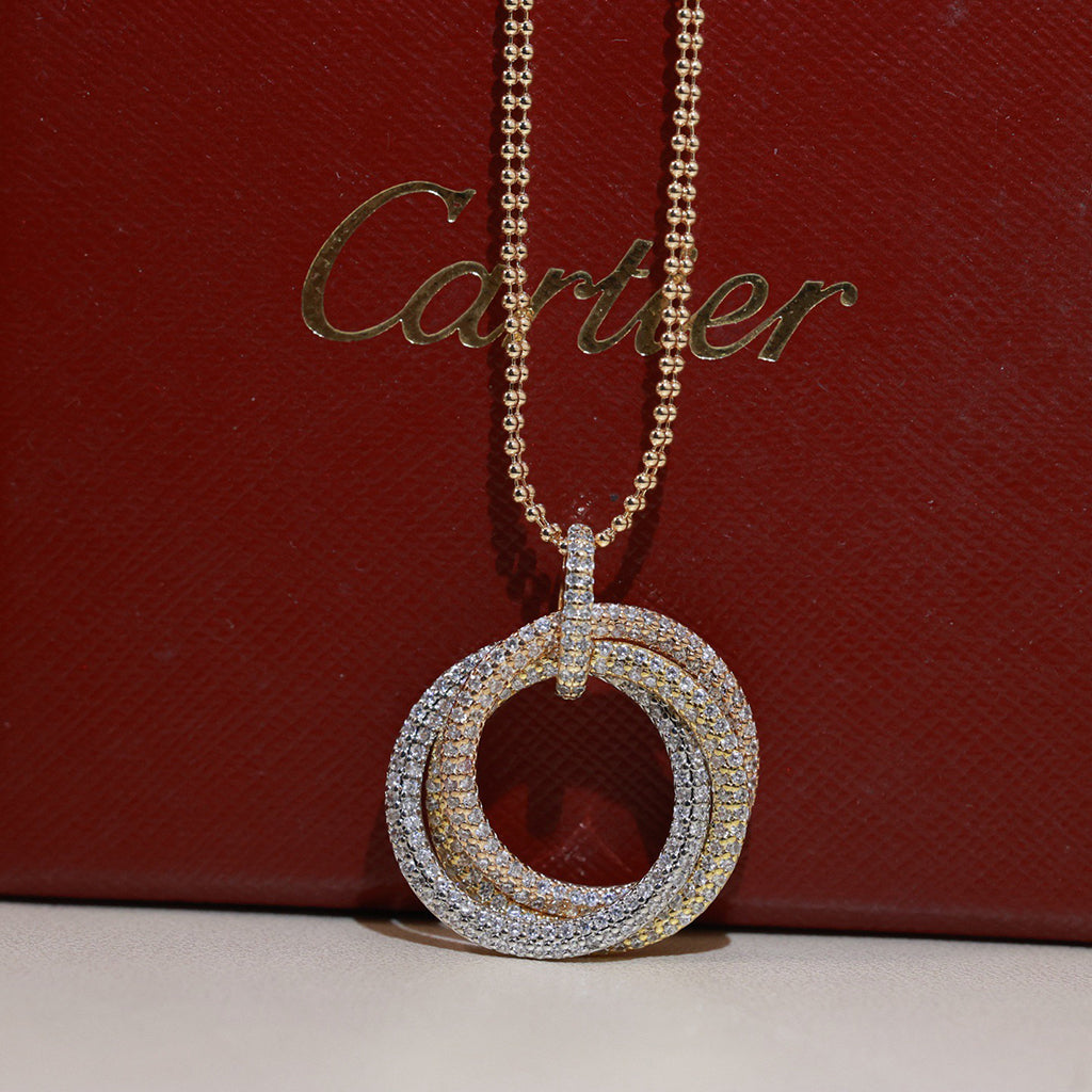 [Blue Tears Jewelry]TRINITY LARGE FULL DIAMOND  NECKLACE