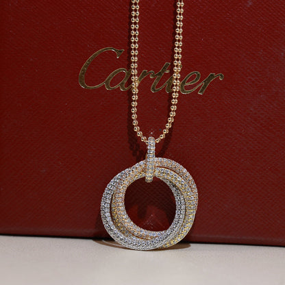 [Blue Tears Jewelry]TRINITY LARGE FULL DIAMOND  NECKLACE