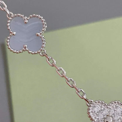 [BLUE TEARS] CLOVER 5 MOTIF PURPLE CHALCEDONY BRACELET COLLECTION