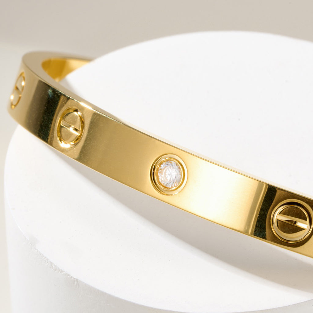 [Blue Tears Jewelry]LOVE BRACELET 6.1MM 1 DIAMOND OPEN CUFF