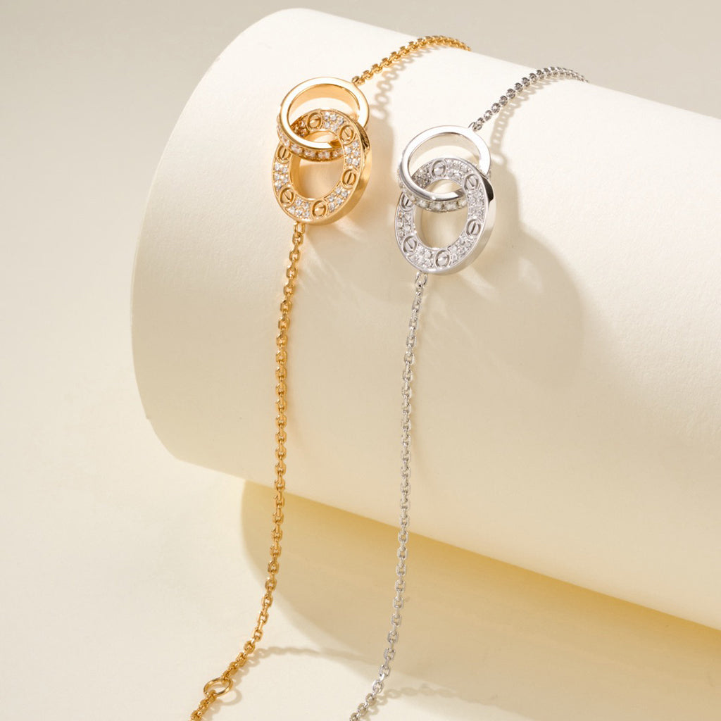 [Blue Tears Jewelry]LOVE DOUBLE RING FULL DIAMOND BRACELET