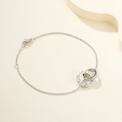 [Blue Tears Jewelry]LOVE DOUBLE RING FULL DIAMOND BRACELET