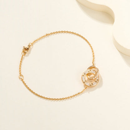 [Blue Tears Jewelry]LOVE DOUBLE RING FULL DIAMOND BRACELET