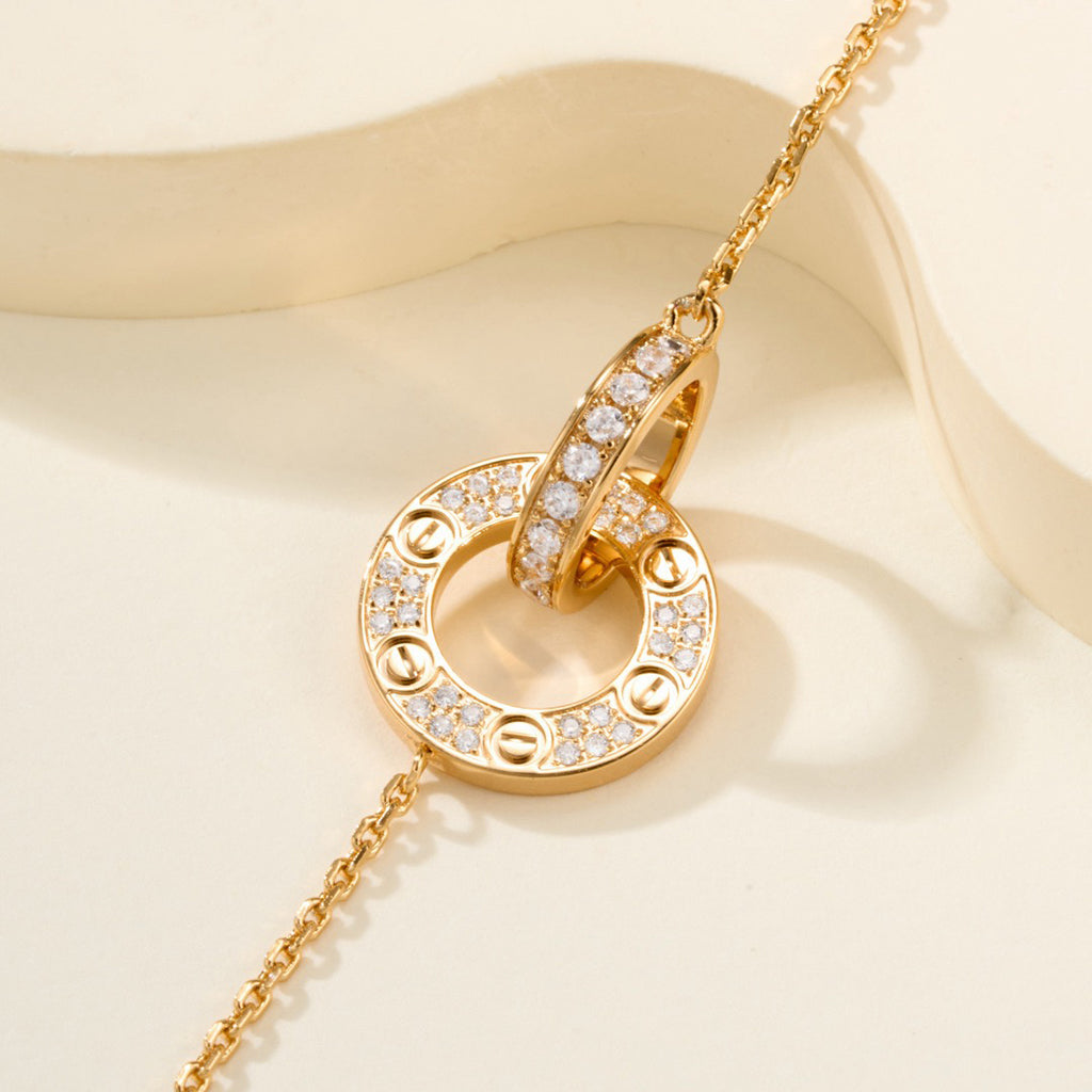 [Blue Tears Jewelry]LOVE DOUBLE RING FULL DIAMOND BRACELET
