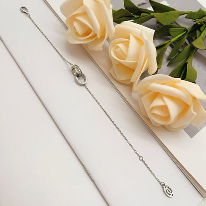 [Blue Tears Jewelry]LOVE DOUBLE RING HALF DIAMOND BRACELET