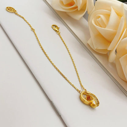 [Blue Tears Jewelry]LOVE DOUBLE RING HALF DIAMOND BRACELET