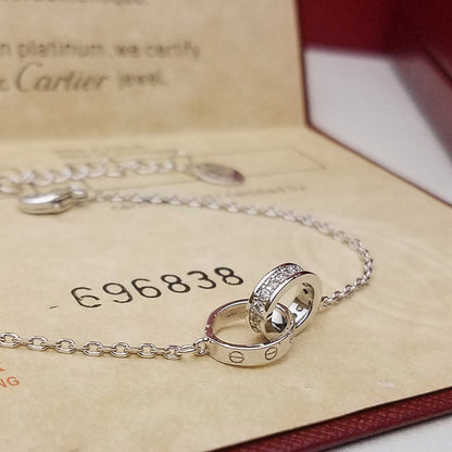 [Blue Tears Jewelry]LOVE DOUBLE RING HALF DIAMOND BRACELET