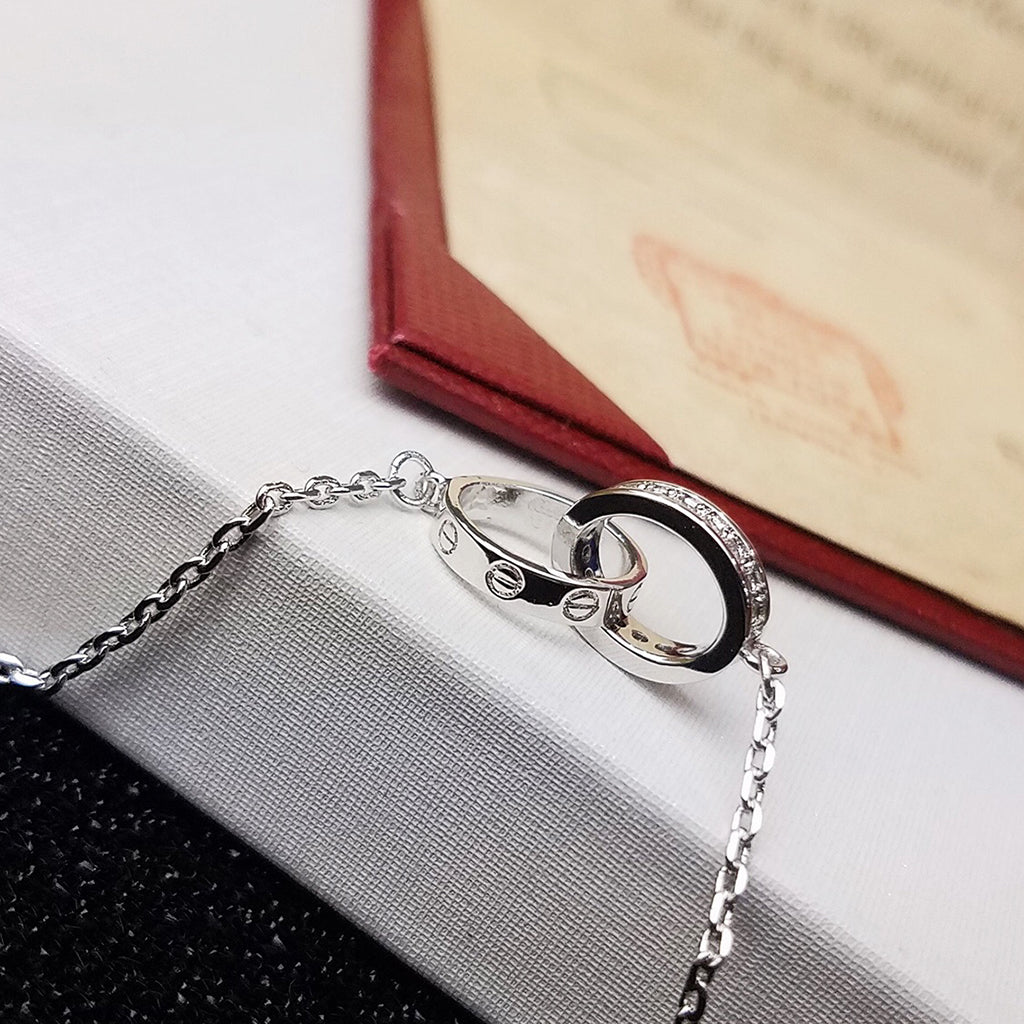 [Blue Tears Jewelry]LOVE DOUBLE RING HALF DIAMOND BRACELET
