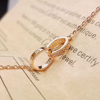 [Blue Tears Jewelry]LOVE DOUBLE RING HALF DIAMOND BRACELET