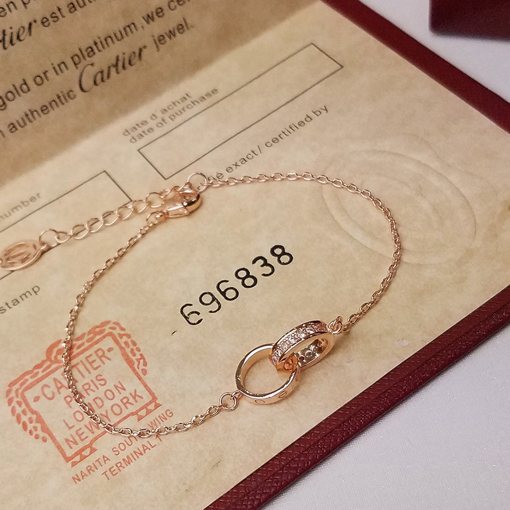 [Blue Tears Jewelry]LOVE DOUBLE RING HALF DIAMOND BRACELET