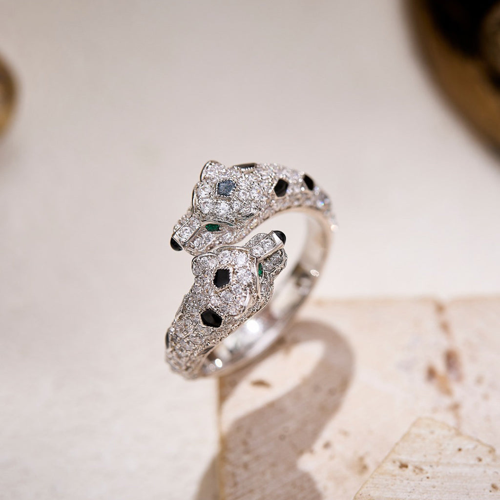 [Blue Tears Jewelry]PANTHERE DOUBLE HEADED FULL DIAMOND  RING