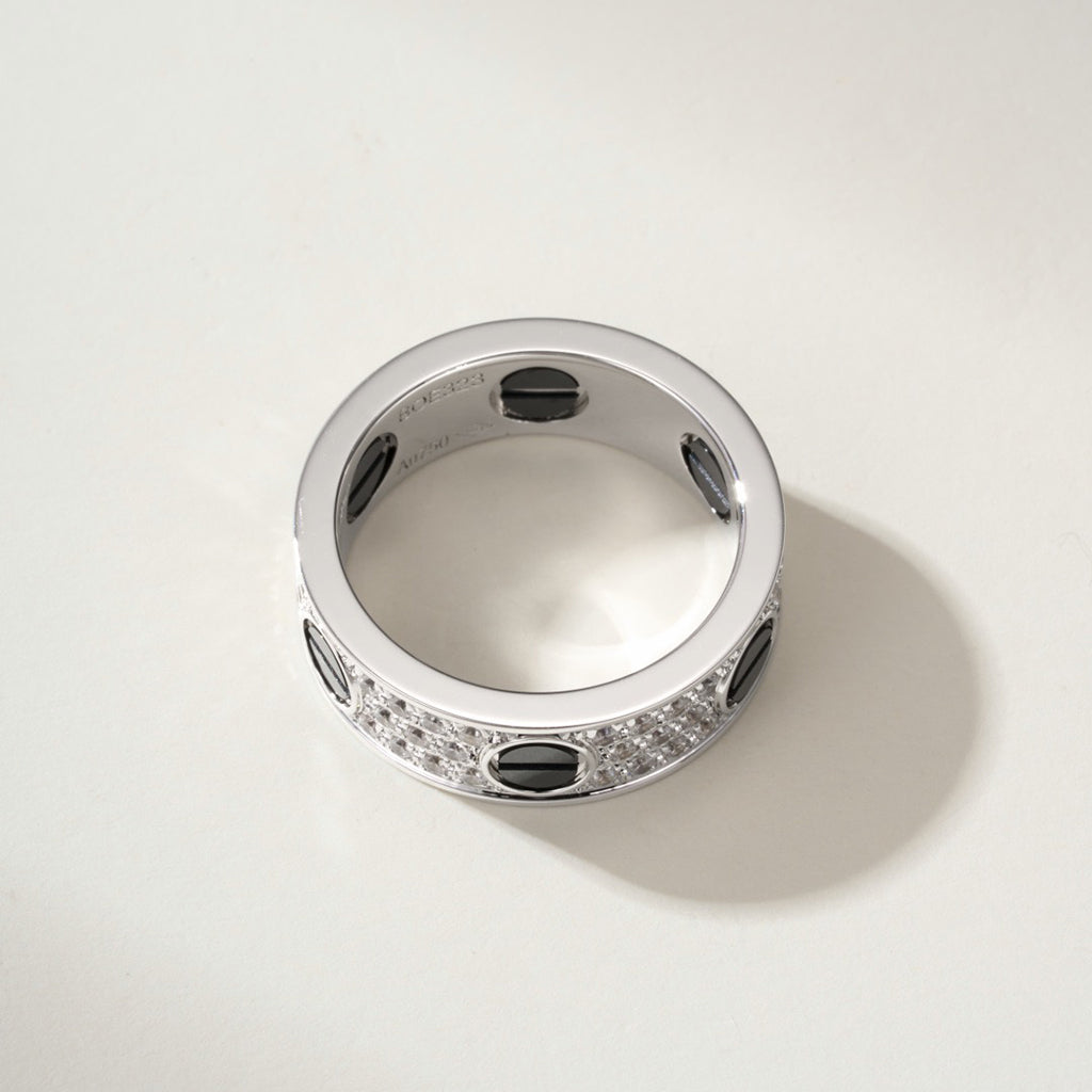 [Blue Tears Jewelry]LOVE RING 5.5MM DIAMONDS PAVED CERAMIC
