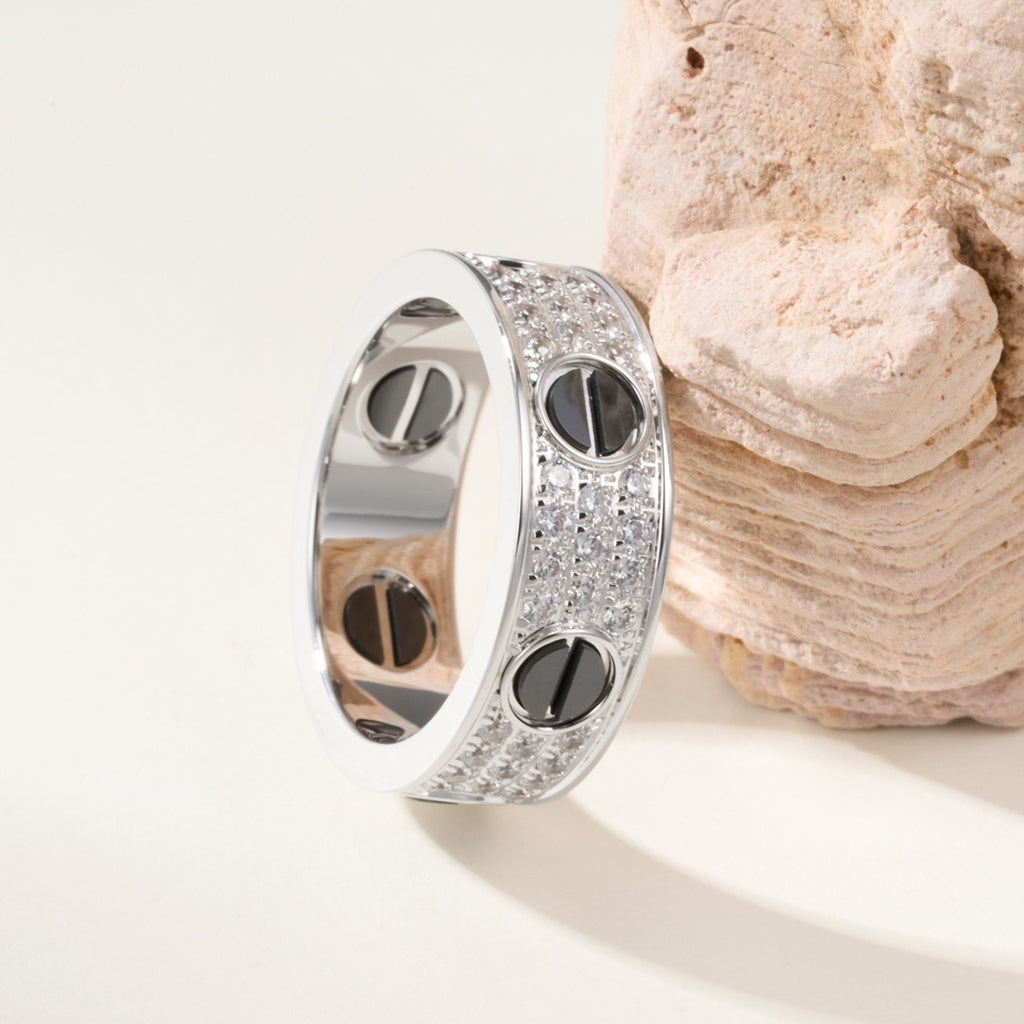 [Blue Tears Jewelry]LOVE RING 5.5MM DIAMONDS PAVED CERAMIC