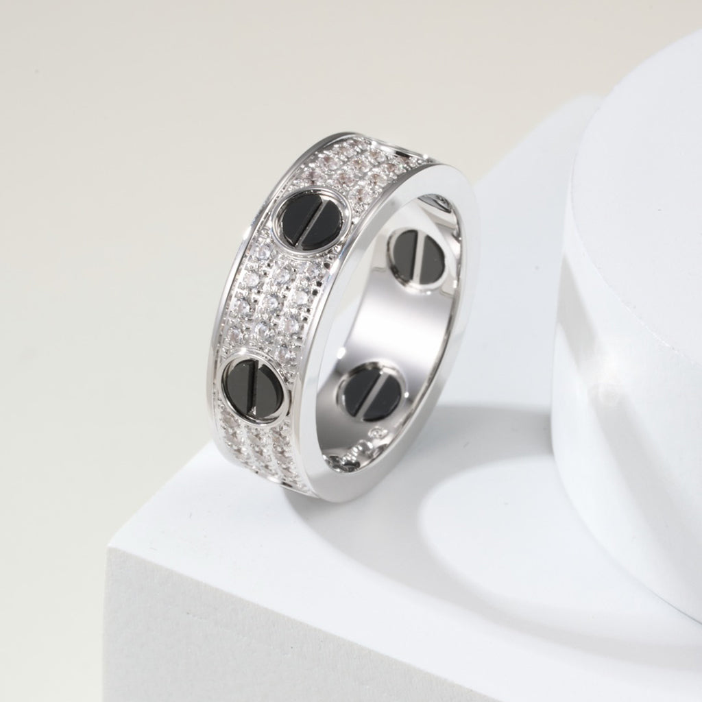 [Blue Tears Jewelry]LOVE RING 5.5MM DIAMONDS PAVED CERAMIC