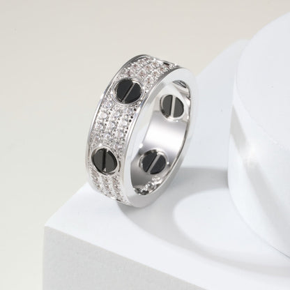 [Blue Tears Jewelry]LOVE RING 5.5MM DIAMONDS PAVED CERAMIC