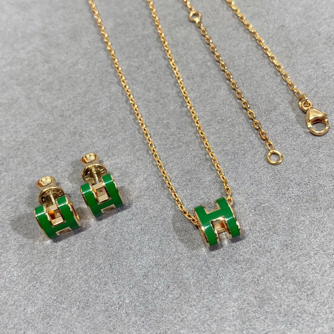 [BLUE TEARS]POP H GREEN NECKLACE SILVER AND GOLD