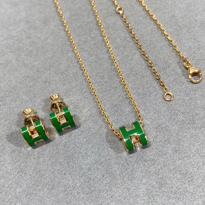 [BLUE TEARS]POP H GREEN NECKLACE SILVER AND GOLD