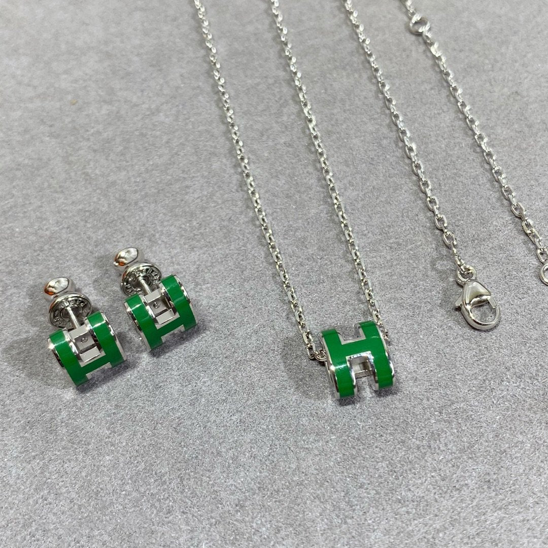 [BLUE TEARS]POP H GREEN NECKLACE SILVER AND GOLD