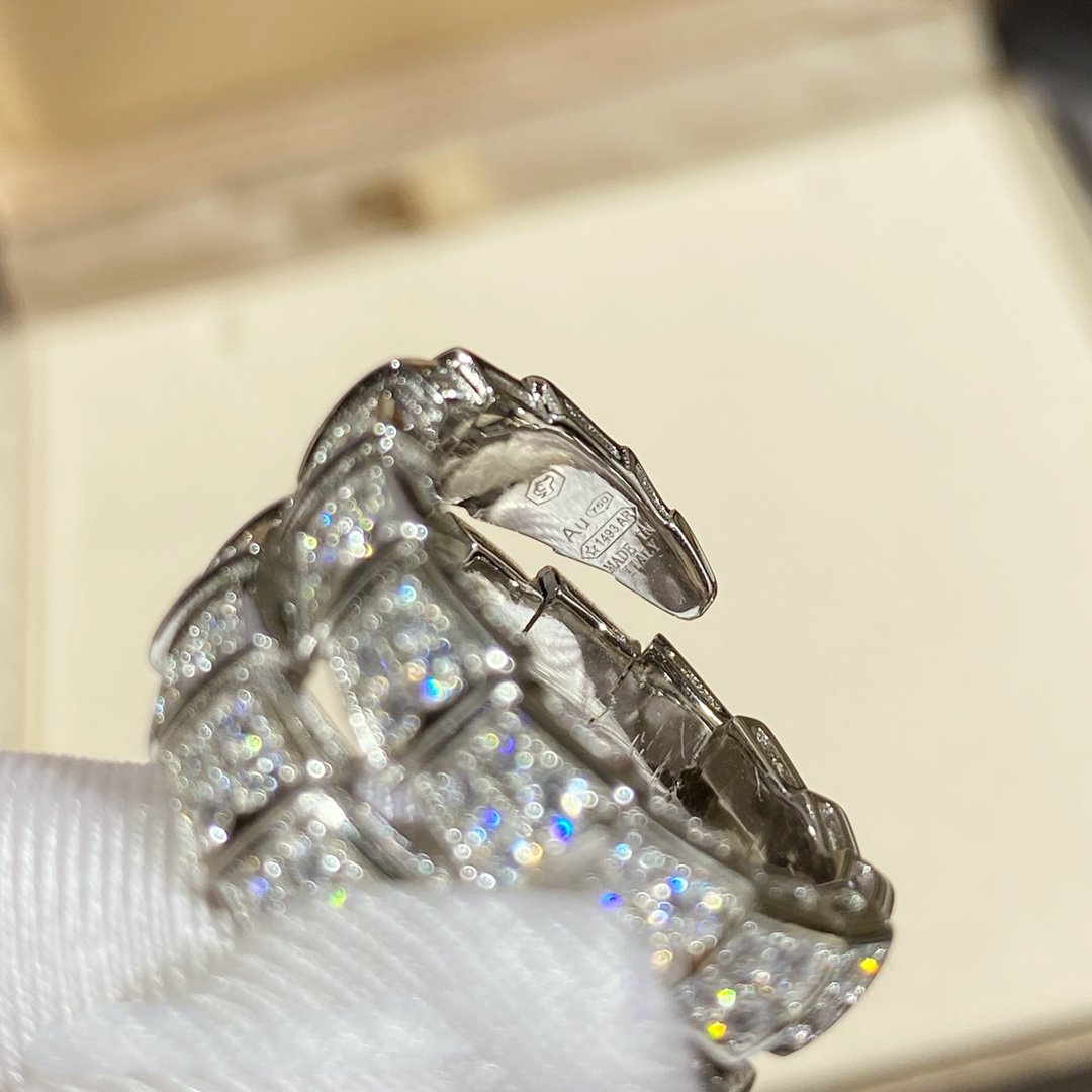 [BLUE TEARS]SERPENTI DOUBLE RING SILVER DIAMOND PAVED