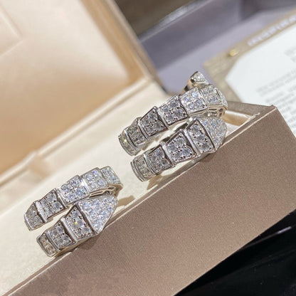 [BLUE TEARS]SERPENTI DOUBLE RING SILVER DIAMOND PAVED