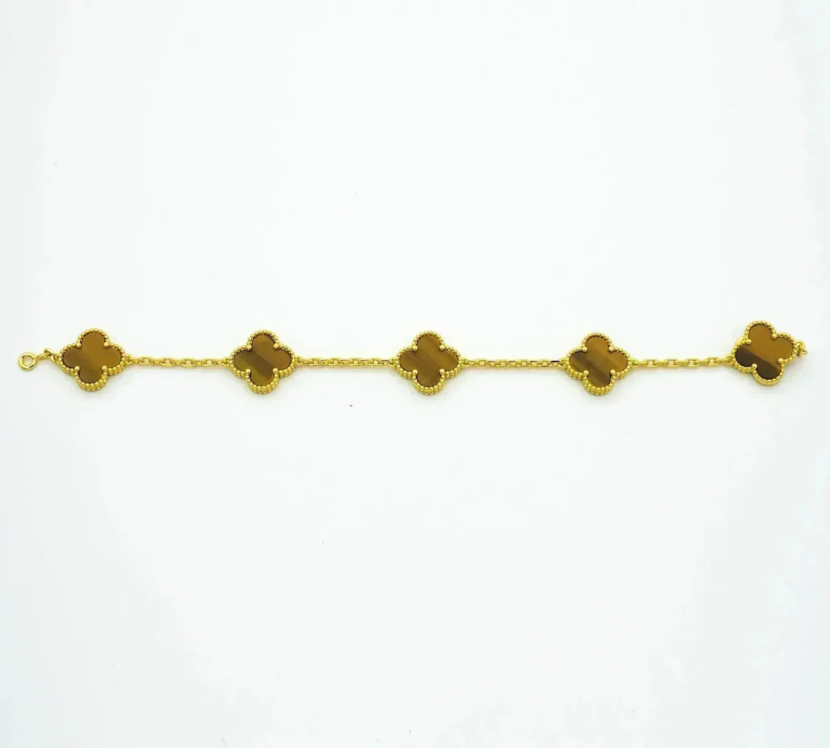 [BLUE TEARS] CLOVER 5 MOTIFS TIGER EYE BRACELET COLLECTION