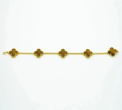 [BLUE TEARS] CLOVER 5 MOTIFS TIGER EYE BRACELET COLLECTION