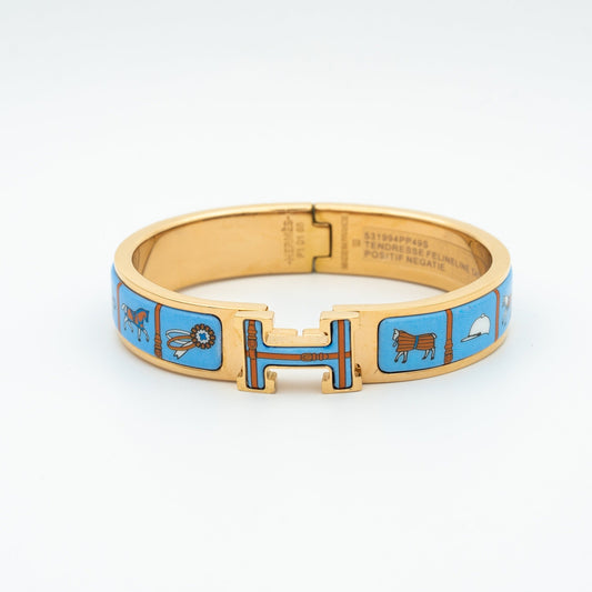 [BLUE TEARS]H PINK GOLD BRACELET BLUE CERAMIC