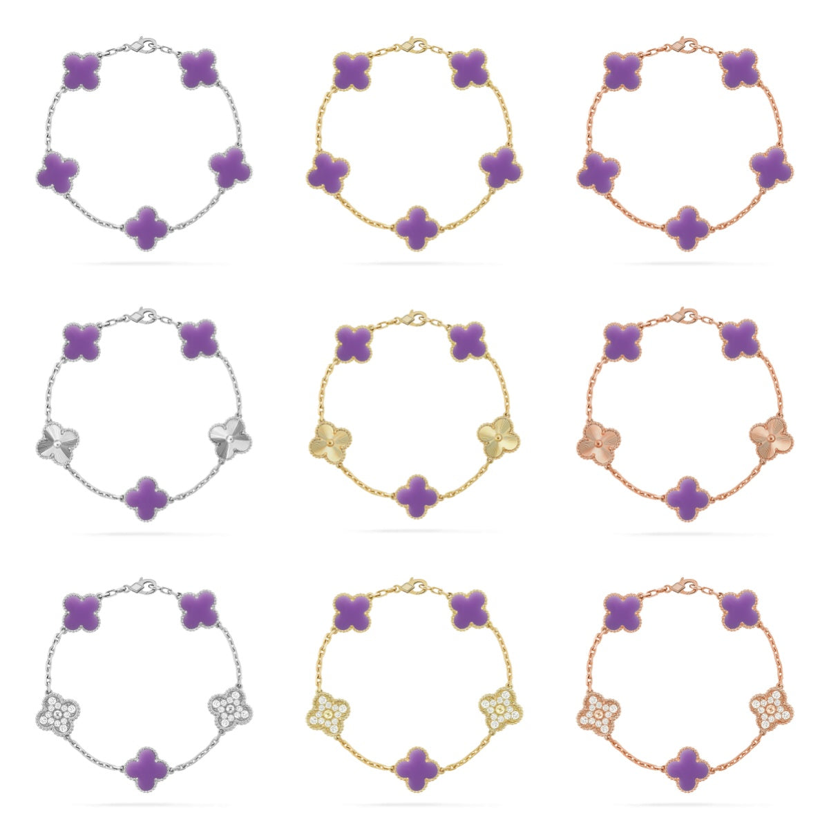 [BLUE TEARS]CLOVER 5 MOTIF LIGHT PURPLE BRACELET COLLECTION