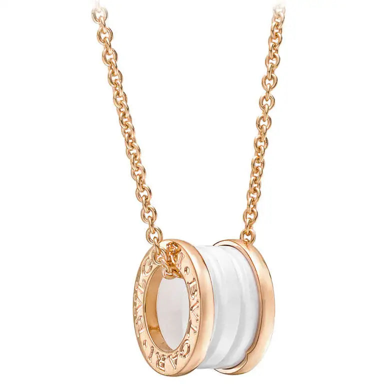 [BLUE TEARS]ZERO 1 WHITE CERAMIC PINK GOLD DIAMOND NECKLACE