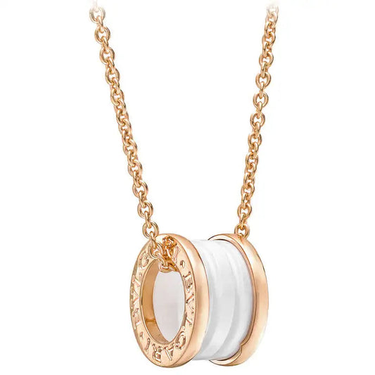 [BLUE TEARS]ZERO 1 WHITE CERAMIC PINK GOLD DIAMOND NECKLACE