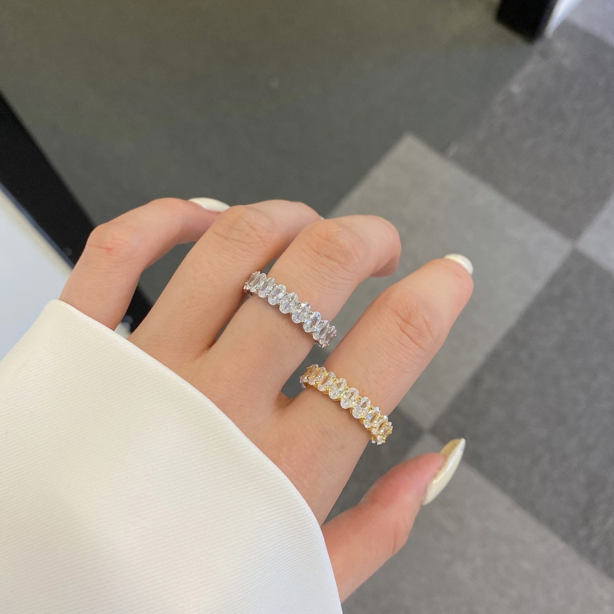 [Nova Jewelry]Ornate Oval Cut Tennis Ring