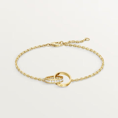 [Blue Tears Jewelry]LOVE DOUBLE RING HALF DIAMOND BRACELET