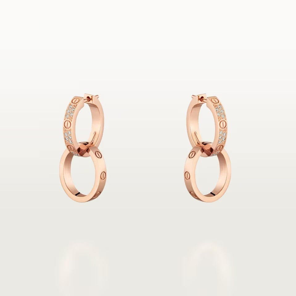 [Blue Tears Jewelry]LOVE 3.3MM DANGLE HALF DIAMOND EARRINGS