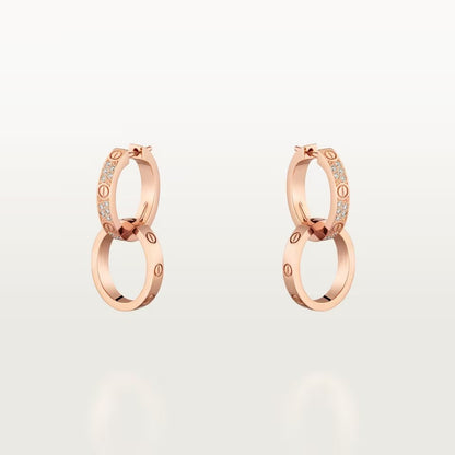 [Blue Tears Jewelry]LOVE 3.3MM DANGLE HALF DIAMOND EARRINGS