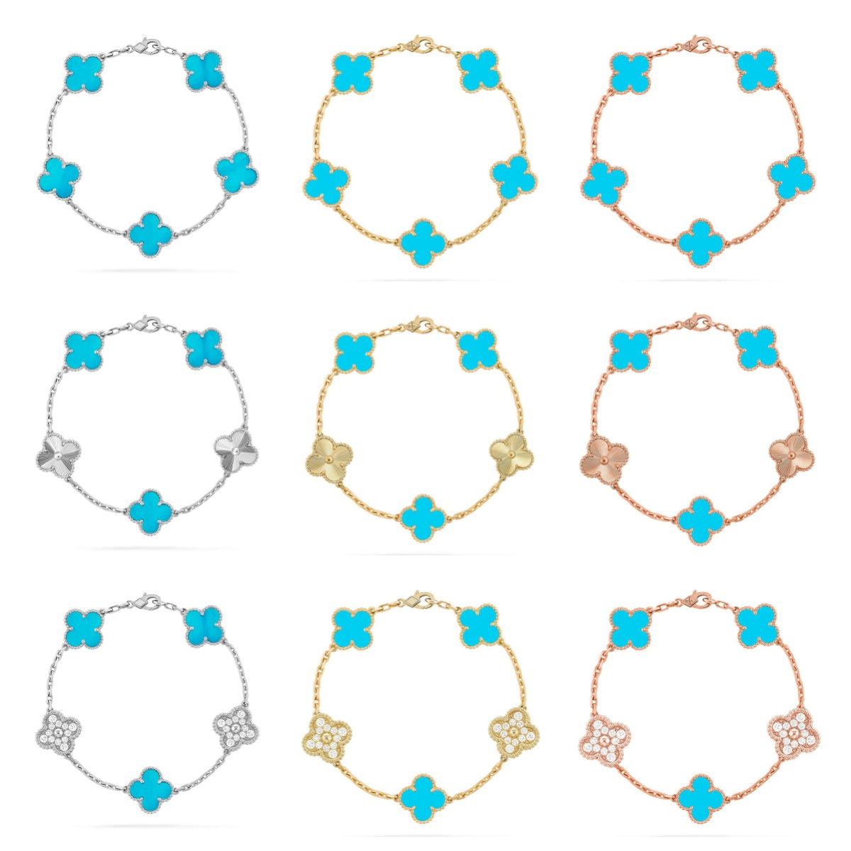 [BLUE TEARS] CLOVER 5 MOTIF TURQUOISE BRACELET COLLECTION
