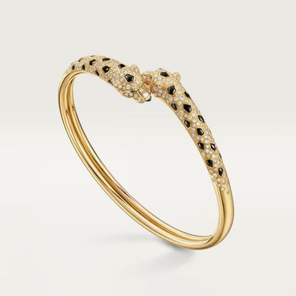 [Blue Tears Jewelry]PANTHERE DOUBLE HEADED HALF DIAMOND OPEN BRACELET