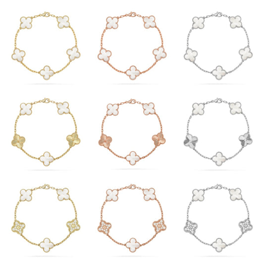 [BLUE TEARS]CLOVER WHITE PEARL MOP 5 MOTIF BRACELET COLLECTION