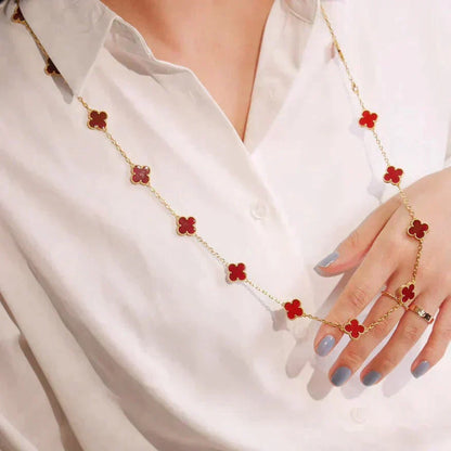 [BLUE TEARS]CLOVER 20 MOTIFS CARNELIAN NECKLACE