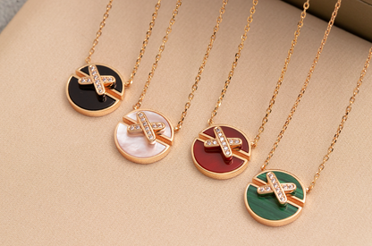 [BLUE TEARS]JEUX DE PINK GOLD DIAMOND NECKLACE