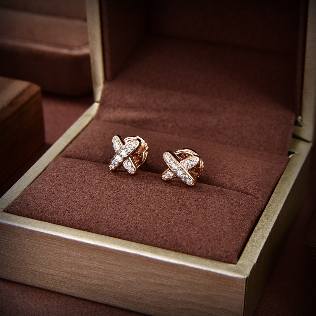 [BLUE TEARS]JEUX DE GOLD DIAMOND EARRINGS