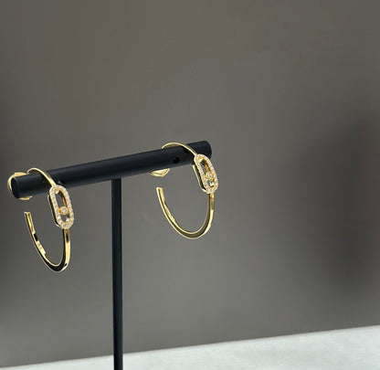 [Blue Tears Jewelry]CREOLES MOVE UNO PM DIAMOND EARRINGS
