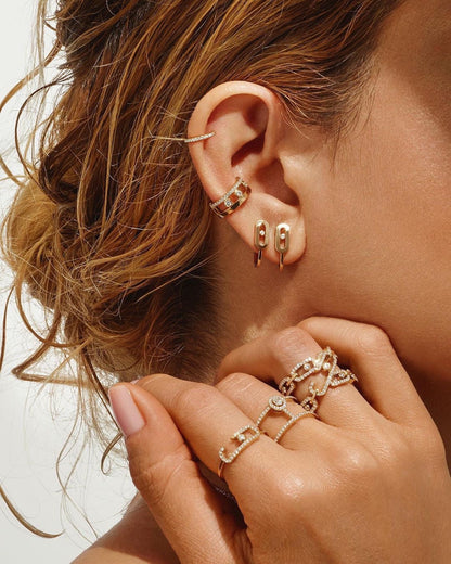 [Blue Tears Jewelry]CREOLES MOVE UNO MINI 1 DIAMOND EARRINGS
